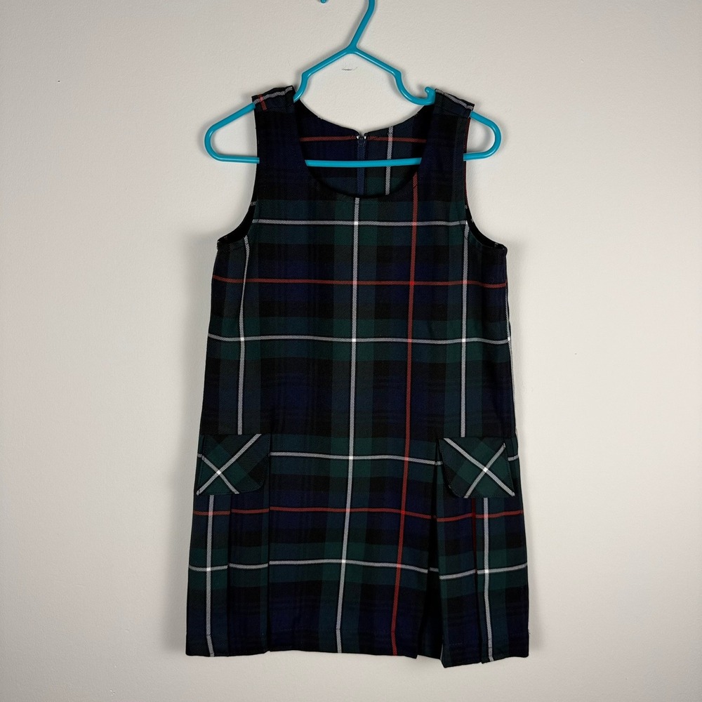 DGN Kilters Girls Plaid School Uniform Jumper Dress Green Blue Size 12 CANADA
